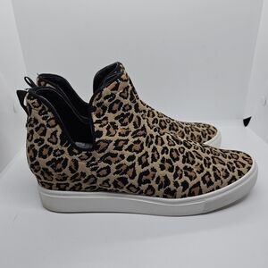 Steve Madden leopard print knit hidden wedge sneaker boots